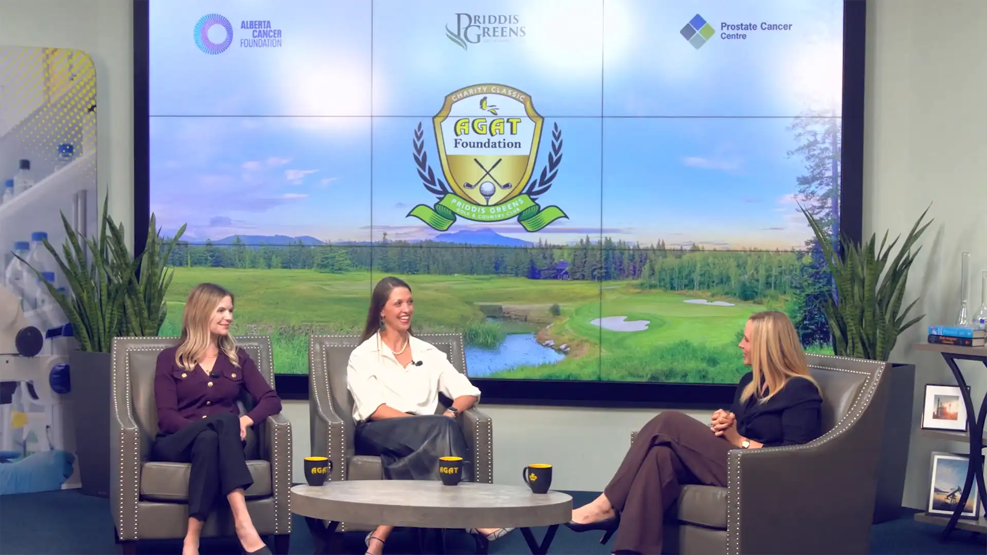 AGAT Foundation Drive for Hope 2025 interview panel with representatives from Alberta Cancer Foundation and Prostate Cancer Centre.